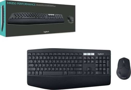 [920-010568] Logitech MK850 Performance Wireless Keyboard and Mouse Combo, Bluetooth Smart, 2.4GHz Wireless Connection, 1000 Dpi Sensor, 8 Buttons, English/Arabic, Black | 920-010568