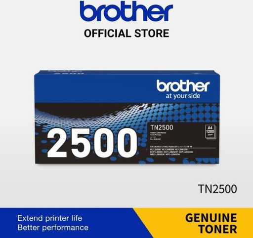 [brother-genuine-tn2500-standard-yield-black-ink-printer-toner-cartridge-prints-up-to-1200-pages] Brother Genuine TN2500 Standard Yield Black Ink Printer Toner Cartridge, Prints up to 1,200 pages