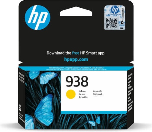 [4S6X7PE] HP 938 Ink Cartridge, 800 Page Average Yields, HP Thermal Inkjet Print Technology, Yellow | 4S6X7PE
