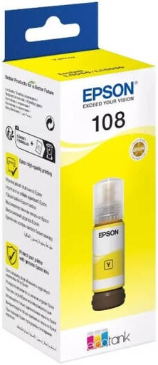 [108Y] Epson 108 EcoTank Ink Bottle, 70ml, Yellow | 108Y
