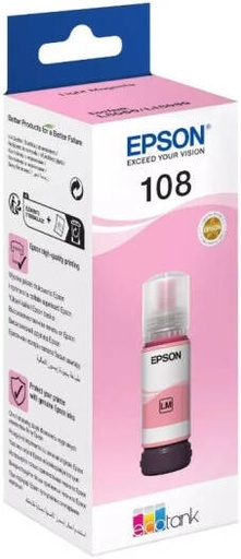 [108LM] Epson 108 EcoTank Ink Bottle, 70ml, Light Magenta | 108LM