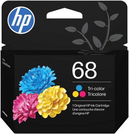 [196786390319] HP 68 Tri Color Original Ink Cartridge, Cyan Magenta Yellow, Dye Based Ink, Approx. 120 Page Yield, HP Thermal Inkjet, Reliable Color Printing, Compatible HP Envy Printers | 196786390319