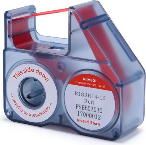 [HKJC-Ribbon-Red] NIIMBOT B18 Compatible Labeling Ribbon, Replacement Refill Tapes for Thermal Transfer Label Printer, Legible Printing, Long Lasting Non Fade, Up to 16 Meters, Red | HKJC-Ribbon-Red