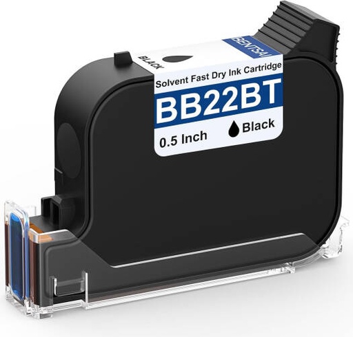 [BB22BT] BENTSAI Solvent Ink Cartridge for TIJ Inkjet Printers, Fast-Drying High-Resolution Ink for Barcode, QR Code, Packaging, and Industrial Marking Applications, Black | BB22BT