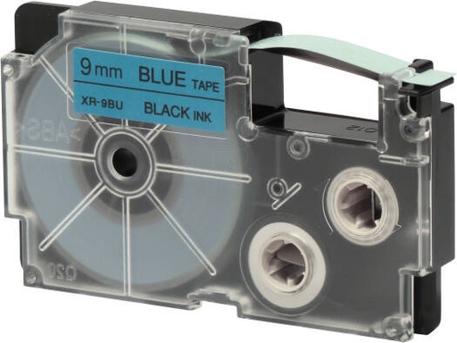 [XR-9BU1] Casio XR-9BU1 9mm Black on Blue Label Tape, 8m Durable Label Printer Cartridge, Compatible with Casio KL- Series Printers, Easy Organizing Labels | XR-9BU1