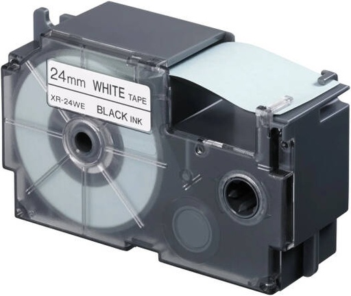 [XR-24WE1] Casio XR-24WE1 24mm Black on White Label Tape, 8m Durable Label Printer Cartridge, Compatible with Casio KL- Series Printers, Easy Organizing Labels | XR-24WE1