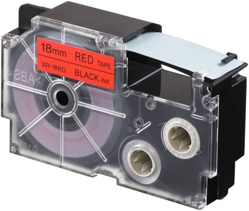 [XR-18RD1] Casio XR-18RD1 18 mm Black on Red Label Tape, 8m Durable Label Printer Cartridge, Compatible with Casio KL- Series Printers, Easy Organizing Labels | XR-18RD1