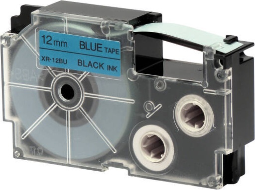 [XR-12BU1] Casio XR-12BU1 12 mm Black on Blue Label Tape, 8m Length Durable Label Printer Cartridge, Compatible with Casio KL- Series Printers, Easy Organizing Labels | XR-12BU1