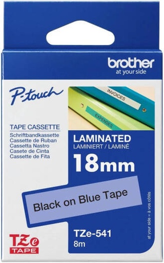 [TZe-541] Brother TZe-541 Label Tape, 18mm Black on Blue | TZe-541