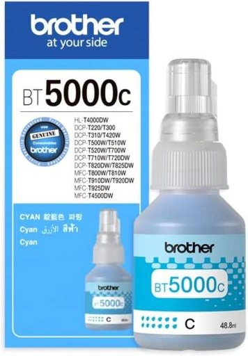 [brother-genuine-bt5000c-ultra-high-yield-cyan-ink-bottle-for-ink-tank-printers-488-ml-pack-of-5pcs] Brother Genuine BT5000C Ultra High Yield Cyan Ink Bottle For Ink Tank Printers, 48.8 ml-Pack of 5pcs