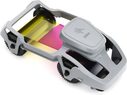 [800300-250EM] Zebra 800300-250EM Printer Ribbon, Full-Color Printing, 200 Prints Per Roll, Protective Overlay, Monochrome Black Panel, Gray | 800300-250EM