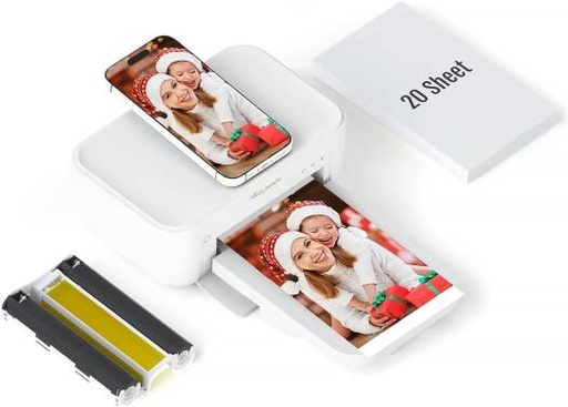 [CP4100] HPRT 4x6 Photo Printer, +20 Sheets&1 Ribbon, Picture Printer for iPhone, Android, Portable Dye-Sublimation, AR Video Printing, White | CP4100