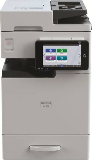 [IM 370] Ricoh IM 370 A4 Black & White Multifunction Printer, 3.8 Seconds Print Speed, 1200 x 1200 dpi Max Resolution, 50 Sheets SPDF Capacity, Marvell 88PA6270 1.2GHz CPU, White | IM 370