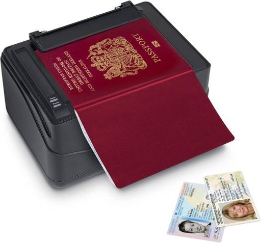 [SecureScan-X-Mini] Plustek SecureScan X Mini Passport Reader MRTD Scanner with CMOS Sensor, 1 Second Scan Speed, USB Powered, Supports IDs and Passports, USB 2.0, Black | SecureScan-X-Mini