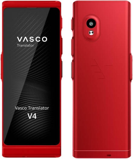 [VASCOV4RUBYRED] Vasco V4 Language Translator Device, 108 Languages, Free Lifetime Internet in 200 Countries, Portable AI Voice Translator, Ruby Red | VASCOV4RUBYRED