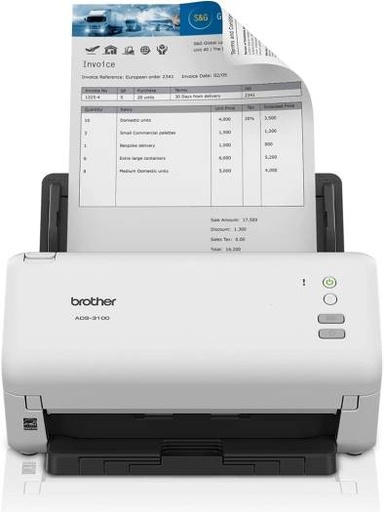 [5WDE0100173] Brother ADS-3100 High-Speed Desktop Color Scanner, 600x600 dpi Optical Scan Resolution, 40ppm Simplex / 80ipm Duplex Scanning, 60-Page ADF, Image/Text Optimization, USB 3.0, White | 5WDE0100173