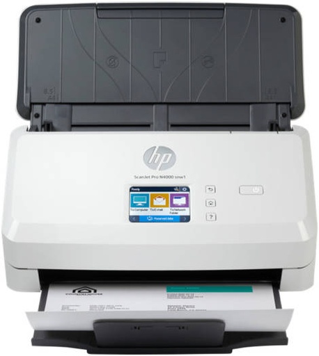 [6FW08A] HP ScanJet Pro N4000 SNW1 Sheet Feed Scanner, Up to 600 dpi Scan Resolution, 50 Sheets Document Feeder Capacity, 4,000 Page Duty Cycle, Support Ehternet, WiFi & WiFi Direct, White | 6FW08A