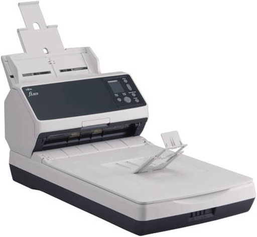 [PA03810-B551] RICOH fi-8270 Image Flatbed Scanner, 70 ppm Scanning Speed, 600 DPI Resolution, 100 Sheets ADF Capacity, Overlap Detection, Automatic Separation Control, LCD Panel, White - Black | PA03810-B551