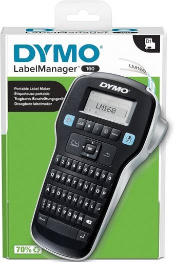[for Home & Office] Dymo LabelManager 160 Label Maker | Handheld Label Printer with QWERTY Keyboard | Includes Black & White D1 Label Tape (12mm) | for Home & Office