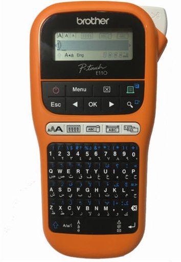 [PTE110VP] Brother PT-E110VP Handheld Electrician Label Printer, for Electricians & Network Installations, Up to 12mm Label, LCD Display, 20mm / sec Print Speed, ENG, ARB & Farsi QWERTY K/B | PTE110VP