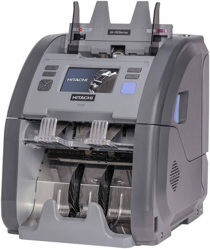 [IH-110] Hitachi IH-110 Cash Counting & Sorting Machine With Counterfeit Detection Technologies, 4.3" Full Color Touch Screen, Dual Pocket, Dual CIS, Fitness Sorter With 25 Currencies, Gray | IH-110