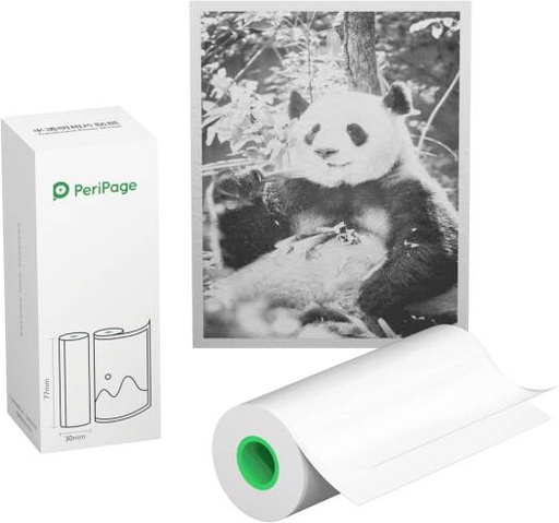 [1RB] PeriPage 1 Roll in Box Translucent Photo Sticker Thermal Paper, 77x30mm (3inch) For A3, A9s MAX and Other 3inch Thermal Printers, Translucent Photo Sticker, White | 1RB