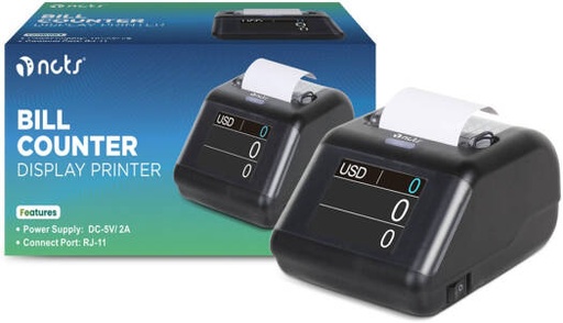 [MP01] Receipt Printer for Money Counting Machine NCTS MP01 Mixed Denomination External Display + Printer in One, Connects via RJ-11 Plug, Thermal Receipt Printer Suitable for 58mm, Black | MP01