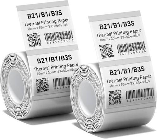 [L-4030-2ROLL-Clear] NIIMBOT Labels, 2 Roll 1.57" x 1.18", 40x30mm 230 Labels/Roll Self-Adhesive Thermal Label, Compatible with NIIMBOT B1/B21/B3S/B31/K3 Label Printer for Home/Office/Business, Clear | L-4030-2ROLL-Clear