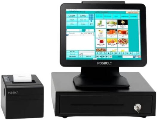 [P609 4210U] POSBOLT Restaurant POS System Combo With Software, 15" Touch Screen Display, Intel Core i5-4210U, 8GB RAM, 256SSD, Built-in VFD (Customer Display) | P609 4210U