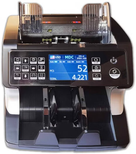 [BC-100PLUS] Hitech BC 100PLUS 2 CIS Multi Currency Counting Machine, 10 Currency Capacity, 500 Bills Hopper Capacity, 200 Bills Stacker Capacity, Black | BC-100PLUS