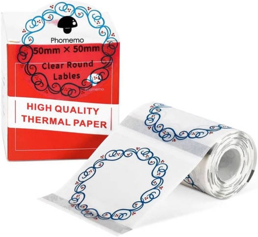 [RNDSTM1XY5050TR] Phomemo 20706019 Multifunctional Label Maker Printer Paper, Flower Pattern Design, For M110/M120/M200/M220, 50x50mm Size, 140 Labels In Roll | RNDSTM1XY5050TR