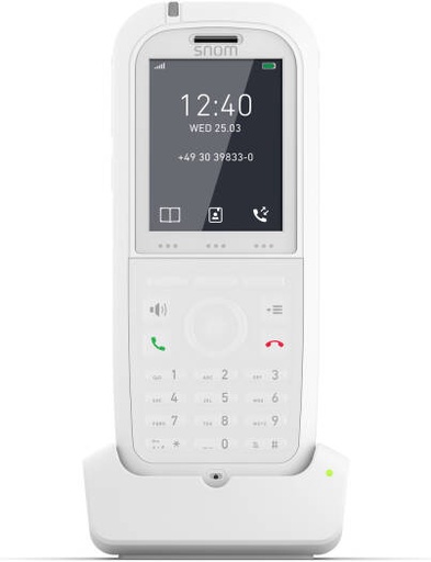 [M90] Snom M90 DECT Handset, Alarm Button, IP65 Protected Handset, Backlit Keypad, Vibration Alarm, Belt Clip, Antibacterial Housing (JIS-Z2801), DECT, Bluetooth, White | M90