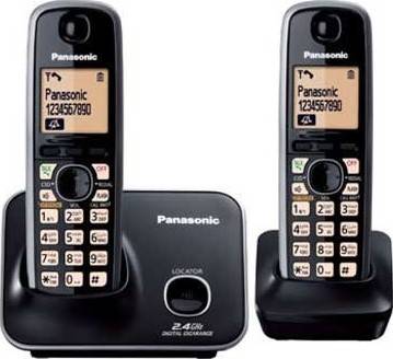 [KX-TG3712] Panasonic Cordless Phone, Lithium Ion, LCD Display, Caller ID and Time, Black | KX-TG3712