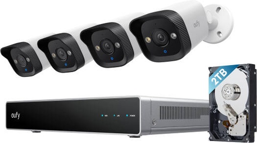 [E8P00322] Eufy NVR Security System E40, 4K UHD, 4 Security Cameras, 122° Wide-Angle, Starlight Color Night Vision, AI-Powered Video Finder, IP67 Waterproof, Two-Way Talk, 2TB HDD Included | E8P00322