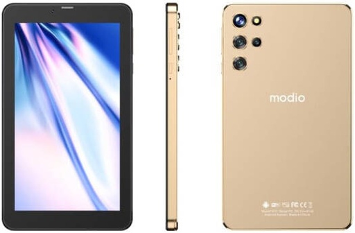 [MODIOM12G] Modio M12 Android Tablet, 7" FHD IPS Anti-Glare Coating Display, 256GB Memory Storage Capacity, Cellular, Bluetooth, Wi-Fi, Gold | MODIOM12G