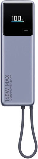 [PB1165M] Xiaomi 165W Power Bank, 10000mAh Battery Capacity, 120W output via integrated cable, Up to 90W self-charging , Smart colour display, Temperature & Short-circuit protection, Gray | PB1165M