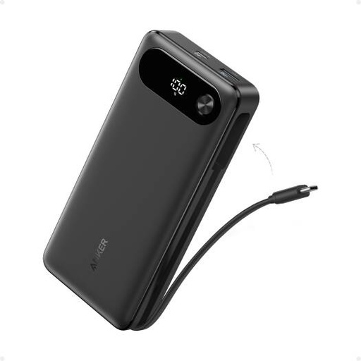 [A1383H11] Anker Power Bank, 20,000mAh Portable Charger With Built-in USB-C Cable, 87W Max Fast Charging, 2 USB-C, 1 USB-A, High Capacity, 65W Recharging | A1383H11