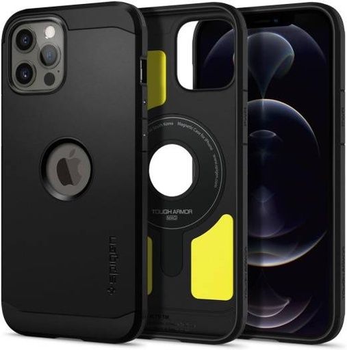 [ACS02619] Spigen iPhone 12 Pro Max Tough Armor Mag (MagFit) Case, Built-In Magnetic Ring, Polycarbonate & Thermoplastic Polyurethene Material, Air Cushion Technology, Black | ACS02619