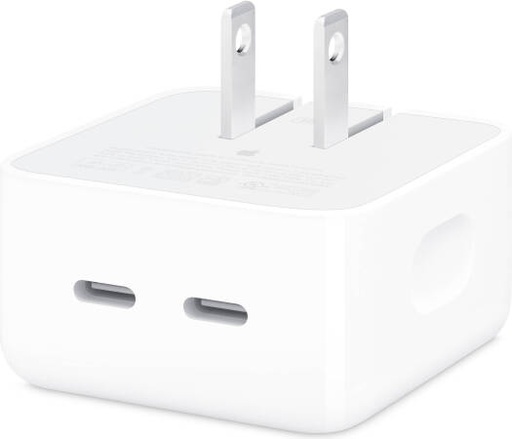[MW2H3AM/A] Apple 35W Dual USB Type-C Port Compact Power Adapter, 2 x USB Type-C Female Ports, For MacBook Air, White | MW2H3AM/A