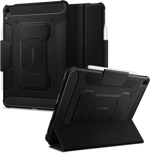 [ACS02054] Spigen iPad Air 10.9" Rugged Armor Pro Case, Adjustable Hands Free Viewing, Dual Layered, Air Cushion Technology, Easy To Install and Remove, Supports Apple Pencil Functions, Black | ACS02054