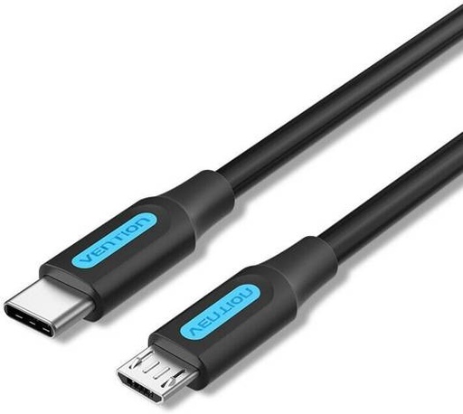 [COVBH] Vention USB 2.0 C Male to Micro-B Male 2A Cable, High Speed Charging, 480Mbps Transmission Speed, Aluminum Foil Ground Wire, 2 Meter, Black | COVBH