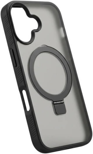 [IP16-MGSF-AGSP-BLK] CROWNYX Aegis GripStand Pro Case for iPhone 16, Compatible with MagSafe, Shockproof, Slim Hybrid TPU Cover with Kickstand & Grip Ring, Black | IP16-MGSF-AGSP-BLK