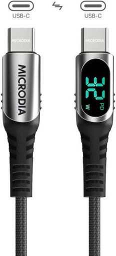 [63217] Microdia ExeCable™ Digital Display 100W USB-C to USB-C Cable 2.6M, Fast Charging & Real-Time Power Monitor Cable, Durable PD 100W Charge & Sync Cable, Black | 63217