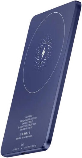 [PPBCHA63BU] Powerology Ultra-Thin MagSafe Power Bank, 5000mAh Battery Capacity, 20W Power Delivery, Strong Magnets, Built-In Safeguards, Type-C Input/Output, Heat Dissipation, Blue | PPBCHA63BU