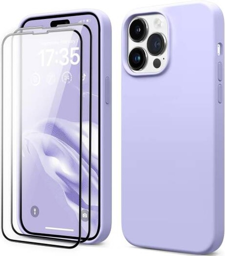 [3-in-1-for-iphone-15-pro-max-case-with-9h-tempered-glass-screen-protector-liquid-silicone-shockproof-protective-caseslim-phone-cover-for-iphone-15-pro-max-iphone-15-pro-max-purple] 3 in 1 for iPhone 15 Pro Max Case with 9H Tempered Glass Screen Protector, Liquid Silicone Shockproof Protective Case,Slim Phone Cover for iPhone 15 Pro Max (iphone 15 Pro Max, Purple)