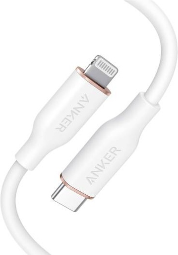 [194644047771] Anker PowerLine III Flow USB-C Lightning Connector 6ft, MFi certified, Tangle-Free, Triple-Layered System, White | 194644047771