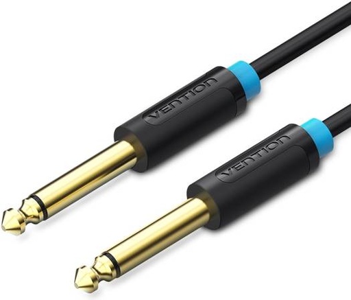 [BAABJ] Vention 6.5mm Male to Male Audio Cable, HiFi Gold Plated for Guitar / Amplifier / Microphone, 5 Meter, Black | BAABJ