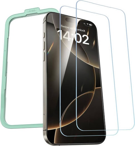 [iPhone 15] UGREEN 2Pack iPhone 15 Screen Protector. 6.1" HD Clear, Easy Installation Frame, Military-Grade Protection, Scratch Resistant, Anti-Fingerprint, Bubble Free, 9H Tempered Glass, Clear | iPhone 15