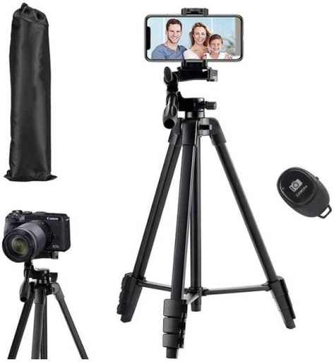 [B08B6528CG] Eocean Flexible 136cm Universal Tripod, With Carry Bag, Cell Phone Tripod with Wireless Remote, For Video Selfie / iPhone Tripod Stand/ Travel Camera, Black | B08B6528CG