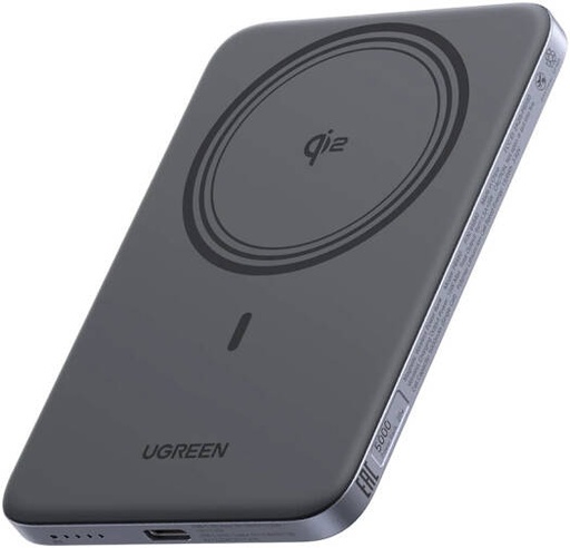 [75984] UGREEN MagFlow Air Qi2 5000mAh Magnetic Wireless Power Bank, 15W Magnetic Wireless Charger, 20W USB-C Fast Charging, Ultra Slim Portable Battery Pack for iPhone & Smartphones, Space Grey | 75984
